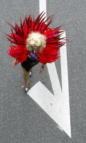 24 hours in pictures: Zurich, Switzerland: A participant at the EuroPride 2009 parade