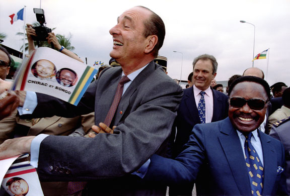 Omar Bongo obituary: President Jacques Chirac and President Omar Bongo 1995