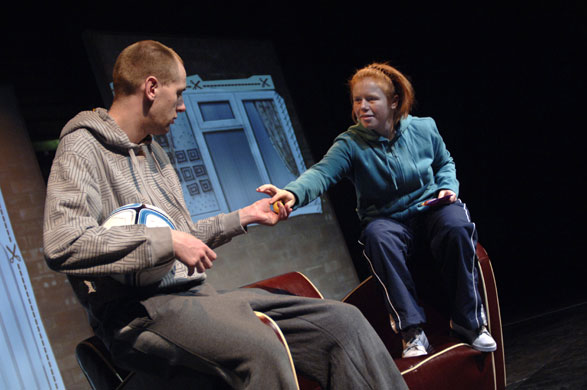 Performing & Disability: Two actors on stage in Mind The Gap's Boo.