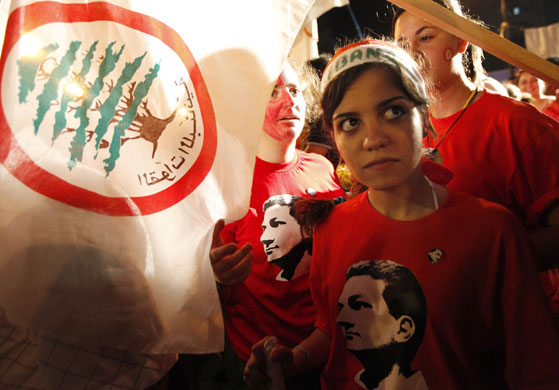 9 June 2009: Lebanon, Beirut: Supporters of pro-Western elected candidate Nadim Gemayel