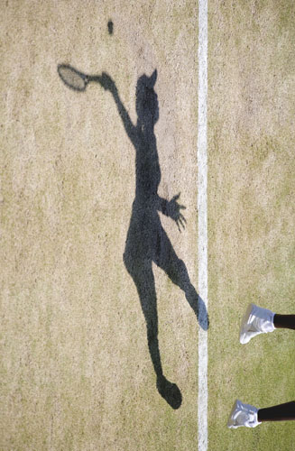 1 July 2009: Wimbledon, UK: The shadow of Venus Williams