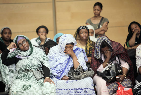 1 July 2009: Marseilles, France: Relatives of passengers of the Yemenia airlines Airbus