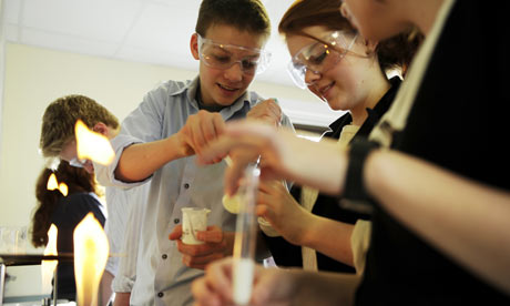 Chemistry experiment in a science lesson