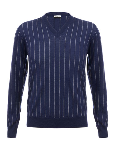 Look The Business: A navy coloured v-neck jumper
