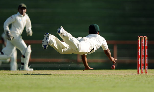 24sport: Bangladeshi cricketer Tamim Iqbal fields the ball 