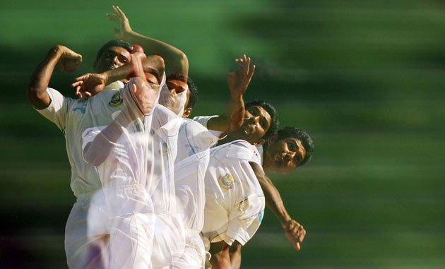 24sport: This multi-exposure picture shows Mahmudullah's bowling technique