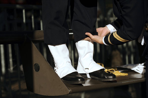 Bastille Day: French Navy troops get ready before the start of the military parade