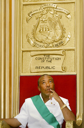 Charles Taylor: 2003: Liberian President Charles Taylor hands over to Moses Blah