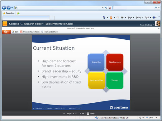 Windows 2010: Web app PPTWeb viewer