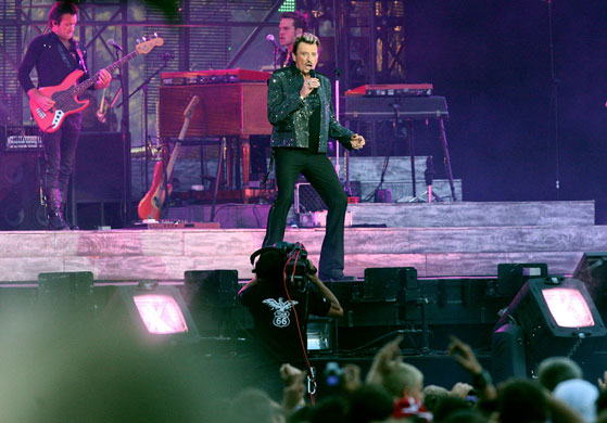 Bastille Day: Johnny Hallyday during a free concert at the foot of the Eiffel Tower