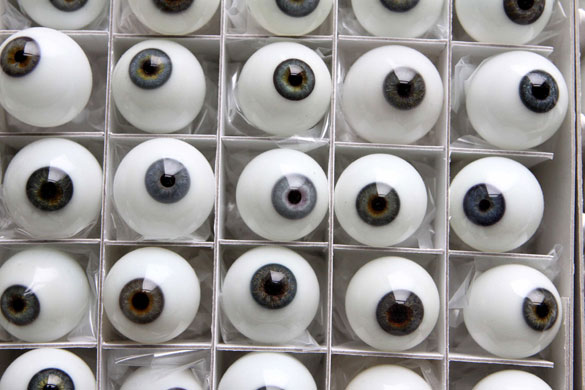 15 July 2009: Kassel, Germany: Glass eyes at a laboratory