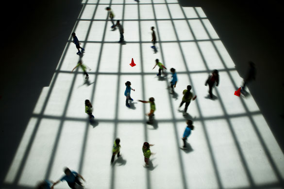 15 July 2009: Houston, US: Ice skaters at the Polar Ice Galleria skating rink
