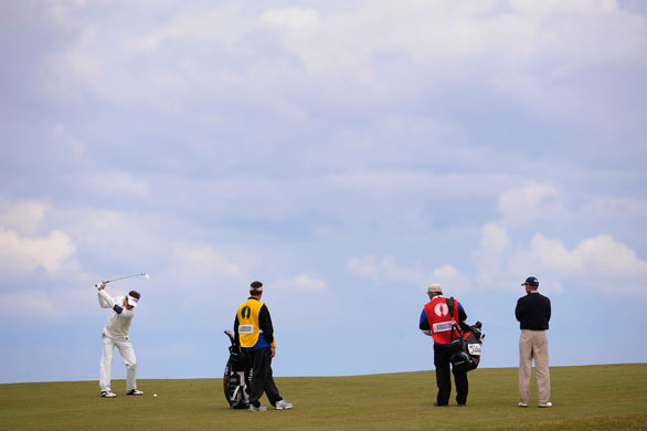 Open Golf Day 2: Fredrik Jacobson of Sweden plays a shot on the 9th fairway