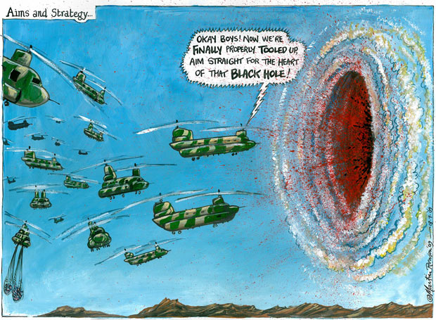 Aims and Strategy -- a cartoon by Martin Rowson