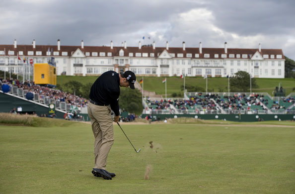 Open Golf day 4: Ross Fisher plays his approach to the 18th