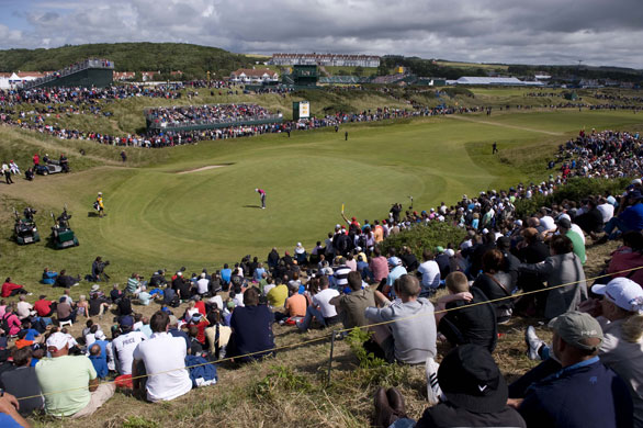 Tom Jenkins Open golf: Ross Fisher misses a putt on the 5th green