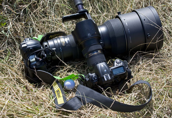 Tom Jenkins Open golf: Ross Fisher's ball settles inbetween Tom's cameras by the 4th green