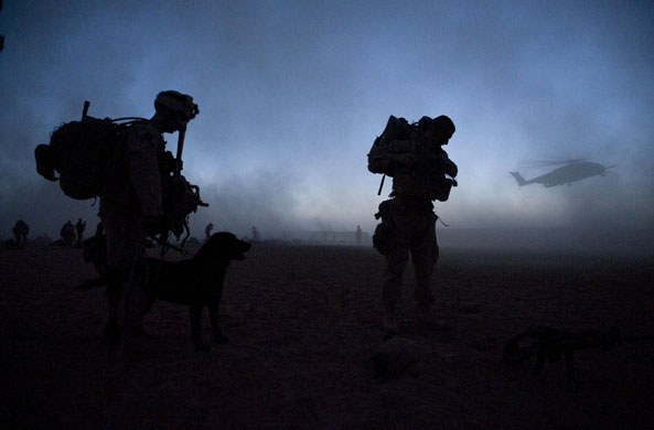 Operation Khanjar: Marines make preparations as they wait for helicopter transport