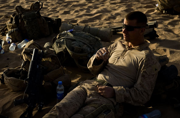 Operation Khanjar: Marines wait to board helicopters