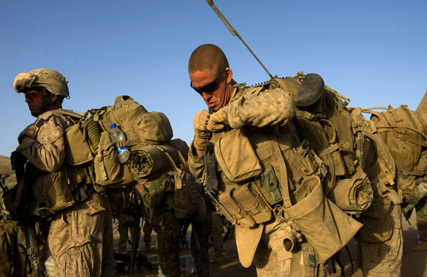 Operation Khanjar: Marines wait to board helicopters