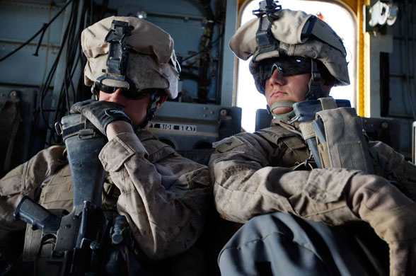 Operation Khanjari: Marines are airlifted by helicopter into their battle space