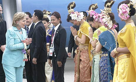 Hillary Clinton arrives for the Association of Southeast Asian Nations (ASEAN) summit in Thailand
