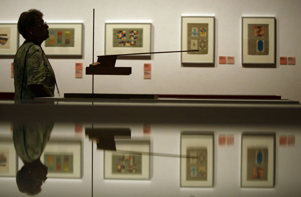 Bauhaus exhibition: A woman looks at installations in the Martin-Gropius-Bau