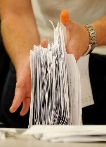 Norwich North by-election: Votes are counted during the Norwich North by-election count in Norwich