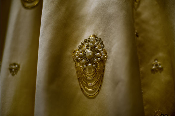 Queen's Commonwealth Tour: Dresses from The Queen's Commonwealth tours, displayed at Buckingham Palace