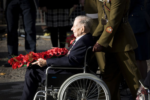 Harry Patch: Harry Patch leads the wreath laying service