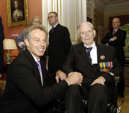 Harry Patch: Harry Patch meets Tony Blair during a reception for military veterans