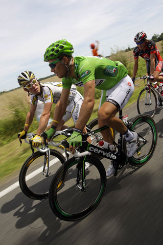 Tour de France: Paris: Thor Hushovd and Mark Cavendish ride together