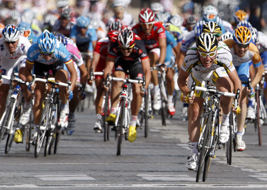 Tour de France: Paris: Mark Cavendish sprints to the finish line
