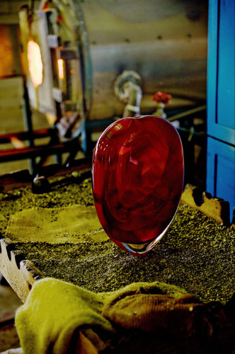 Glassblowing: A piece of blown glass