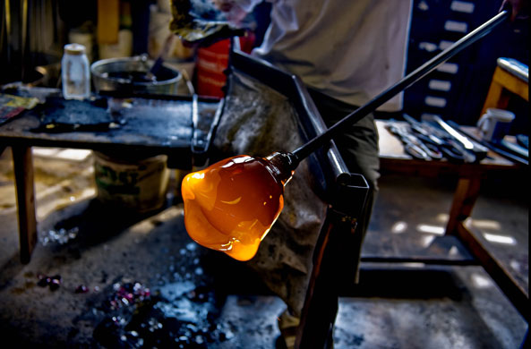 Glassblowing: A piece of glass