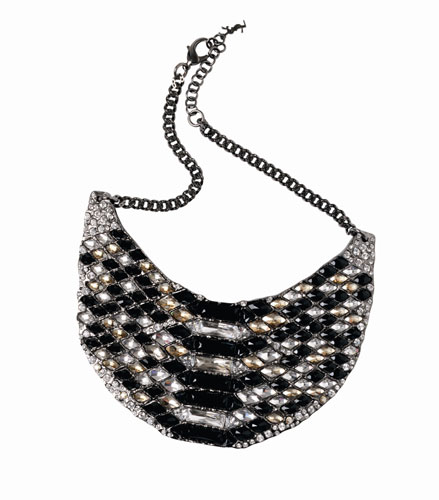 Look The Business: Black and silver jewelled necklace