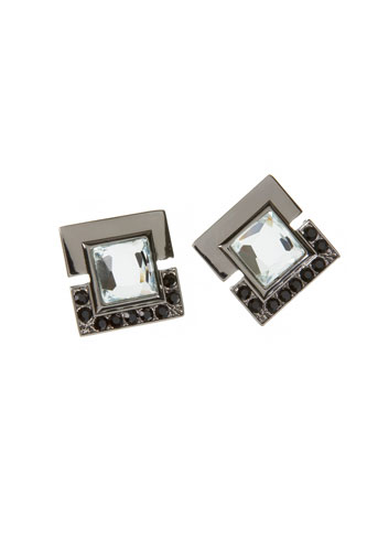 Look The Business: Silver and jewelled square earings
