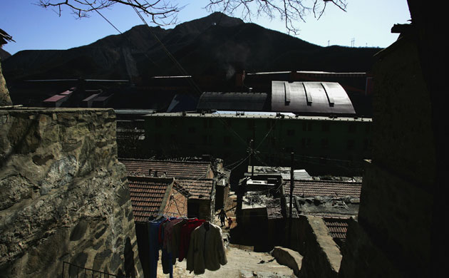 Coal in China: a coal mine  on the outskirt of Beijing, China.