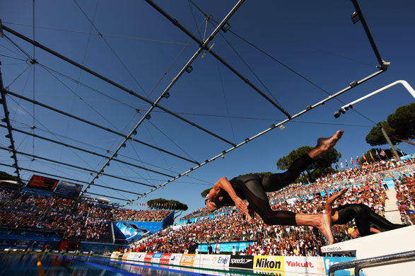 FINA swimming champs: Michael Phelps at the start of the Men's 200m Freestyle Final
