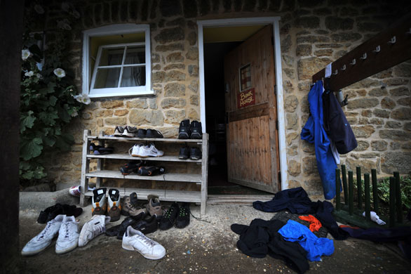 Camp Quest: Shoes outside the bunk house at Camp Quest