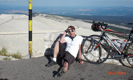 Tom Robbins cycling in France