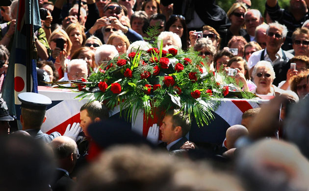 Henry Allingham funeral: The coffin is carried into St Nicholas' Church