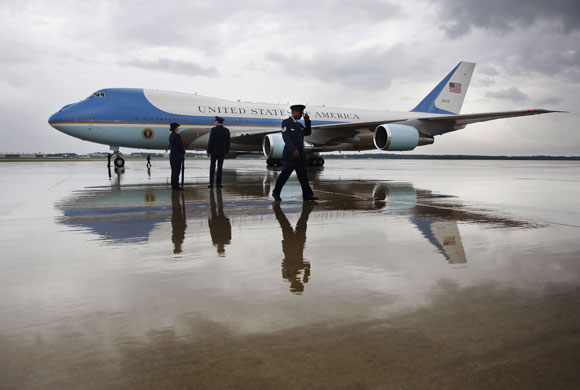 24 hours in pictures: Air Force One, with President Barack Obama aboard