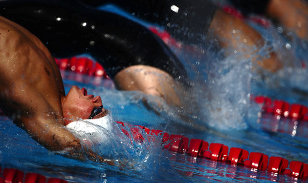 FINA World Championship: Ryan Lochte at the start of a Men's 200m backstroke heat