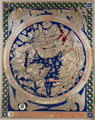 Dover Castle: A 12th century Mappa Mundi, or map of the world, re-created for the project