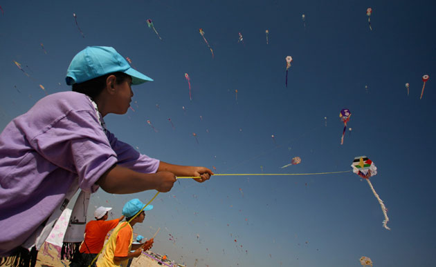 Palestinian kite festival: Palestinian kite festival in Beit Lahiya, northern Gaza Strip