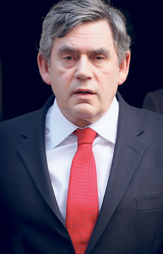 Hardy Amies: Gordon Brown with a red tie