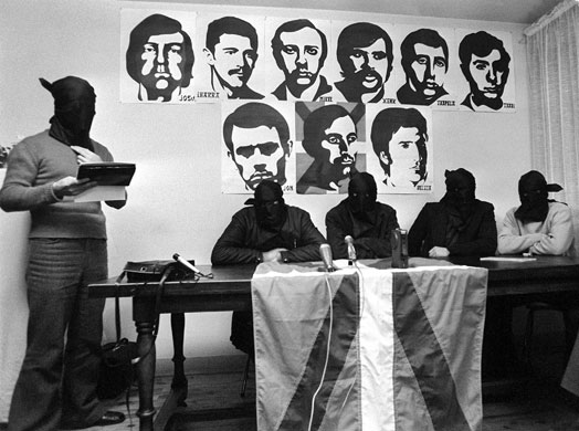 History of ETA: 1973: Four hooded men from Eta give a press conference