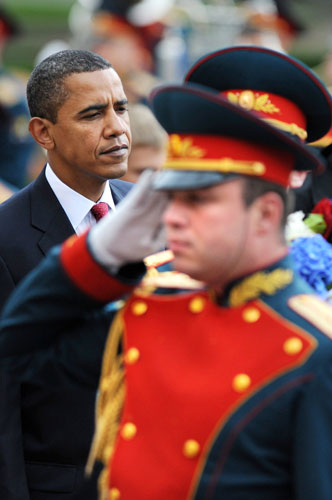 Obama in Russia: US President Barack Obama participates in a wreath laying ceremony 