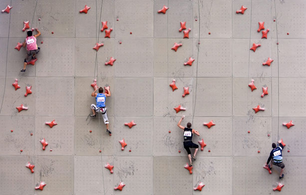24 hours in pictures: Climbers during the men's final at the IFSC Climbing World Championship